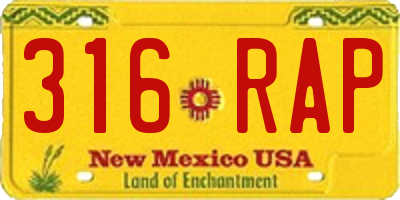 NM license plate 316RAP