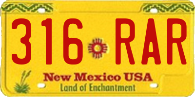 NM license plate 316RAR