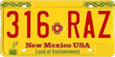 NM license plate 316RAZ