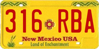 NM license plate 316RBA