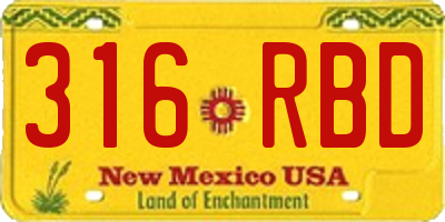 NM license plate 316RBD