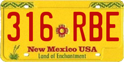 NM license plate 316RBE