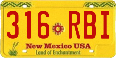 NM license plate 316RBI