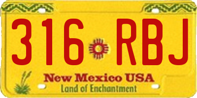 NM license plate 316RBJ