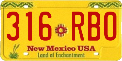 NM license plate 316RBO