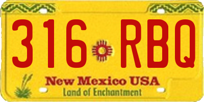 NM license plate 316RBQ