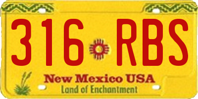 NM license plate 316RBS