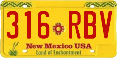 NM license plate 316RBV