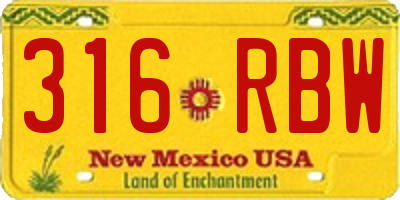 NM license plate 316RBW