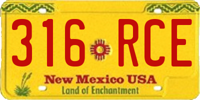 NM license plate 316RCE