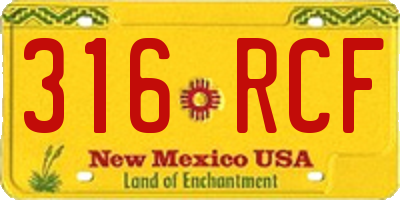 NM license plate 316RCF