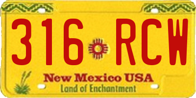 NM license plate 316RCW
