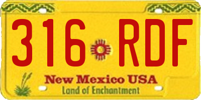 NM license plate 316RDF