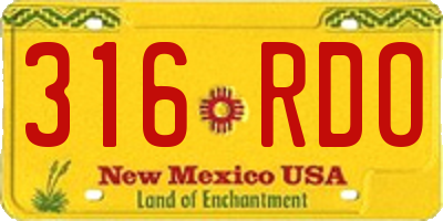 NM license plate 316RDO