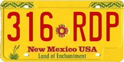 NM license plate 316RDP
