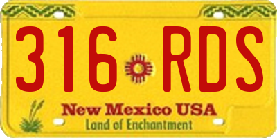 NM license plate 316RDS