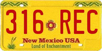 NM license plate 316REC