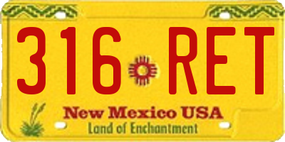 NM license plate 316RET