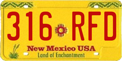 NM license plate 316RFD