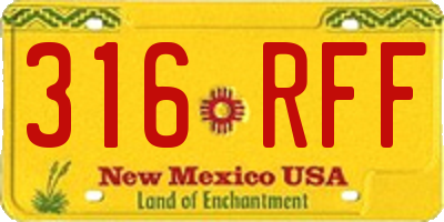 NM license plate 316RFF