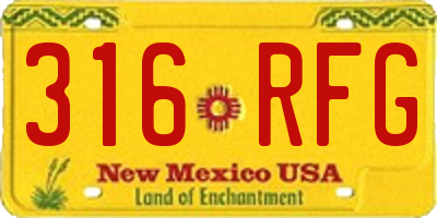 NM license plate 316RFG