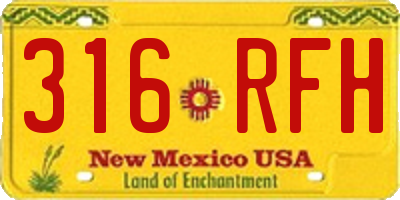 NM license plate 316RFH