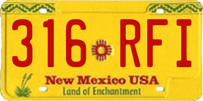 NM license plate 316RFI