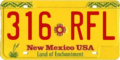 NM license plate 316RFL