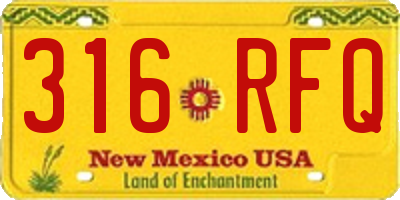 NM license plate 316RFQ