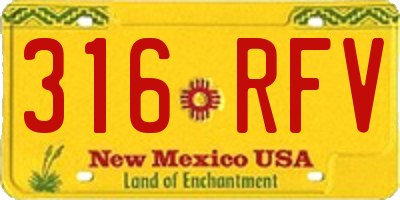 NM license plate 316RFV