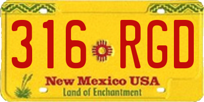 NM license plate 316RGD