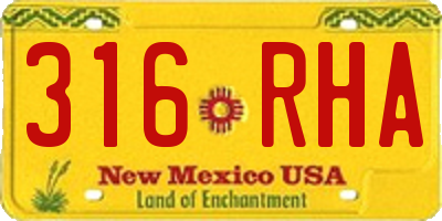 NM license plate 316RHA