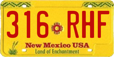 NM license plate 316RHF