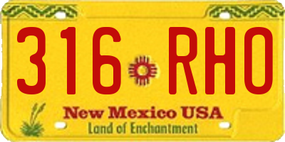 NM license plate 316RHO