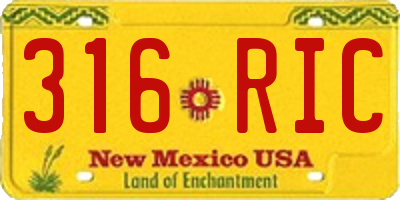 NM license plate 316RIC
