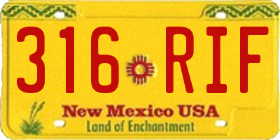 NM license plate 316RIF