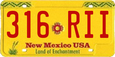 NM license plate 316RII