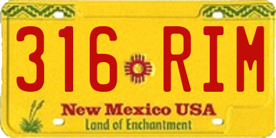 NM license plate 316RIM