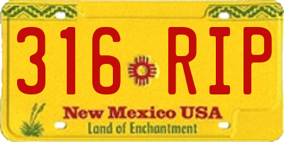 NM license plate 316RIP