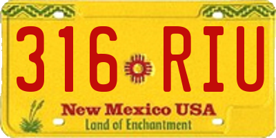 NM license plate 316RIU