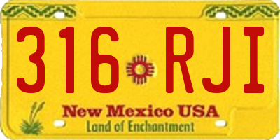NM license plate 316RJI