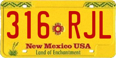 NM license plate 316RJL