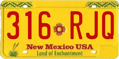 NM license plate 316RJQ