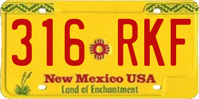 NM license plate 316RKF