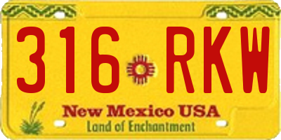 NM license plate 316RKW