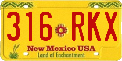 NM license plate 316RKX