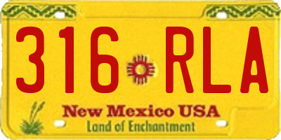NM license plate 316RLA