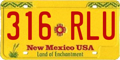 NM license plate 316RLU