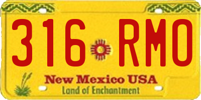 NM license plate 316RMO