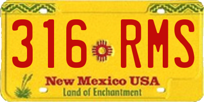 NM license plate 316RMS